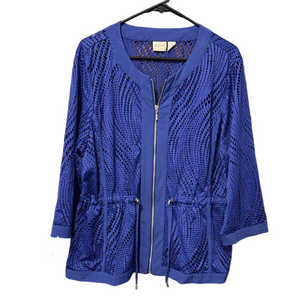 Chico's Zenergy Perforated Neema Jacket with 3/4 Sleeve with Cinchable Waist